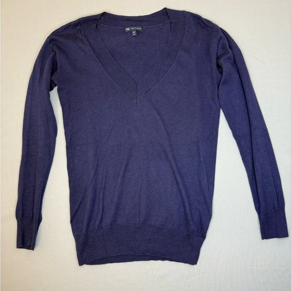 Gap V Neck Sweater Women’s Size XS Navy Blue Cotton Cashmere Blend - Picture 12 of 12
